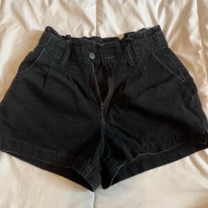 Black denim shorts